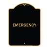 Signmission Designer Series Sign-Emergency, Black & Gold Aluminum Architectural Sign, 18" x 24", BG-1824-24107 A-DES-BG-1824-24107
